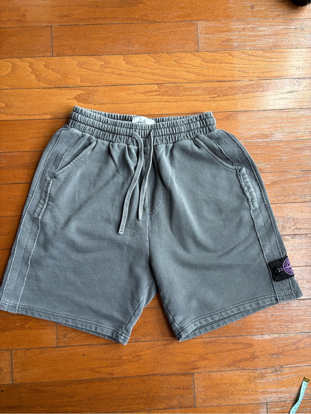 Stone Island Slate Gray Drawstring Athletic Shorts